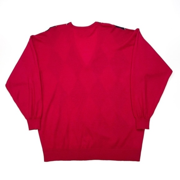 Pringle of Scotland Men’s Large Argyle Sweater Lambswool Red Navy Blue Green EUC - Picture 2 of 8